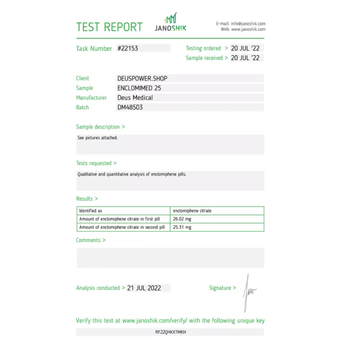 ENCLOMIPHENE CITRATE Deus Medical