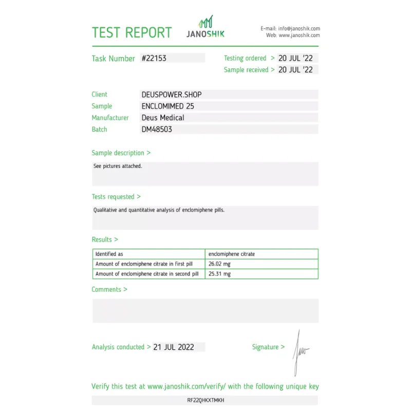 ENCLOMIPHENE CITRATE Deus Medical